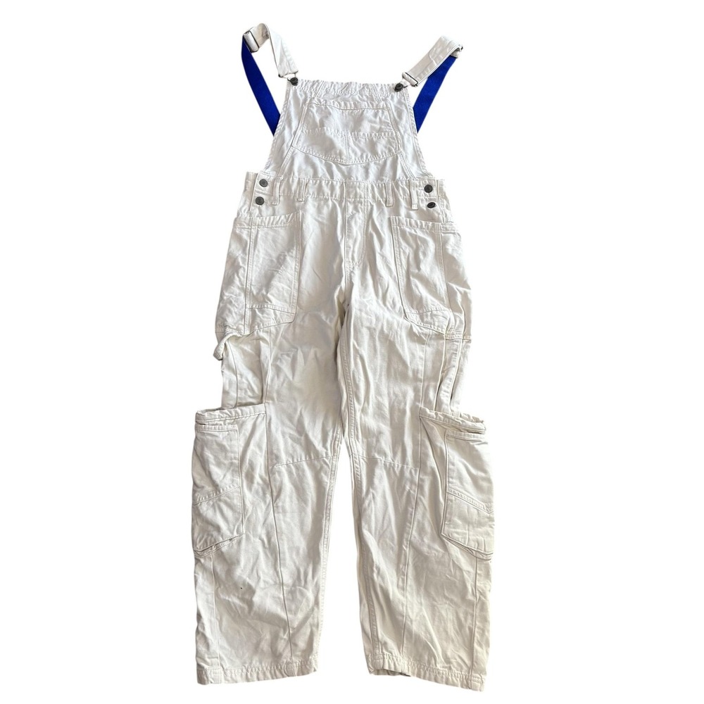 Free People Womens White Canvas Utility Cargo Overalls XS OBI726353